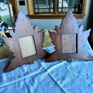 Vintage Wooden leaf-shape frames. 4” x 5.5” opening for pic